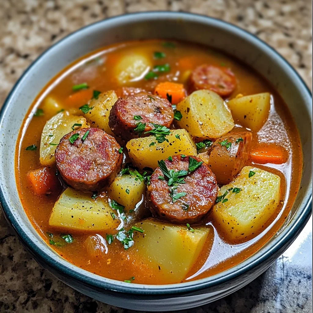 Bowl of delicious Cajun Potato Soup garnished with herbs and spices