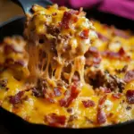 Delicious Carnivore Skillet Cheeseburger Casserole served in a skillet