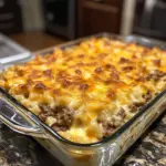 Delicious Cattle Drive Casserole served in a rustic dish