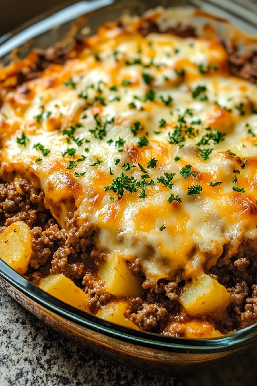 Cheesy Ground Beef & Potato Casserole