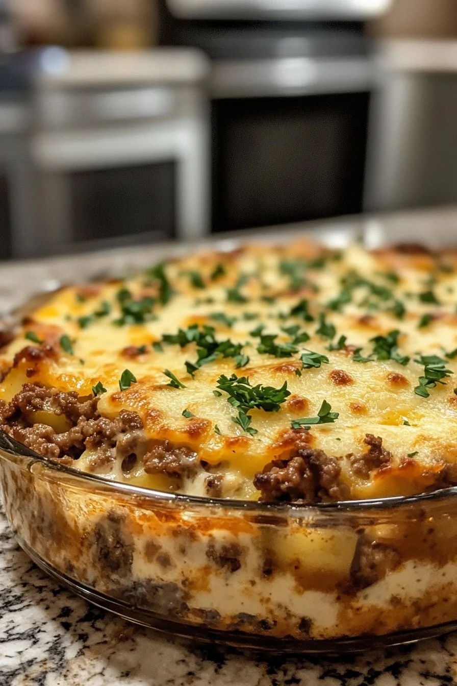 Cheesy Ground Beef & Potato Casserole