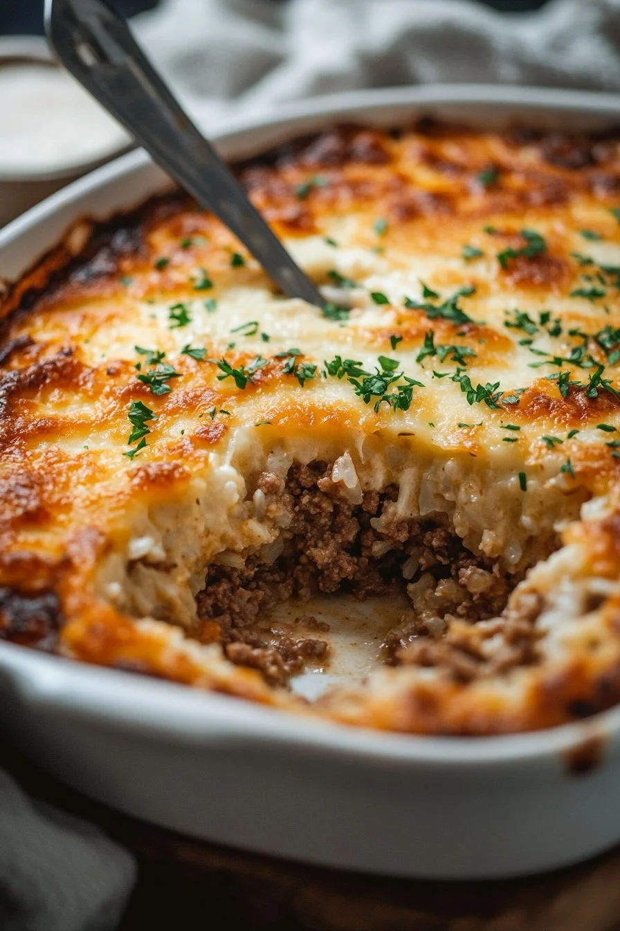 Cheesy Ground Beef Rice Casserole