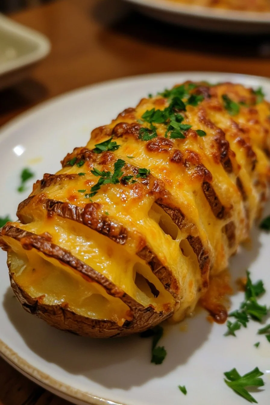 Cheesy Hasselback Potato Recipe
