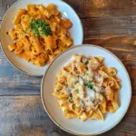 Delicious Cowboy Butter Chicken Pasta served in a bowl with fresh herbs and spices