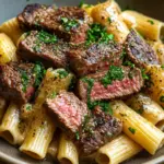 Delicious Cowboy Butter Steak Pasta with juicy steak and creamy sauce