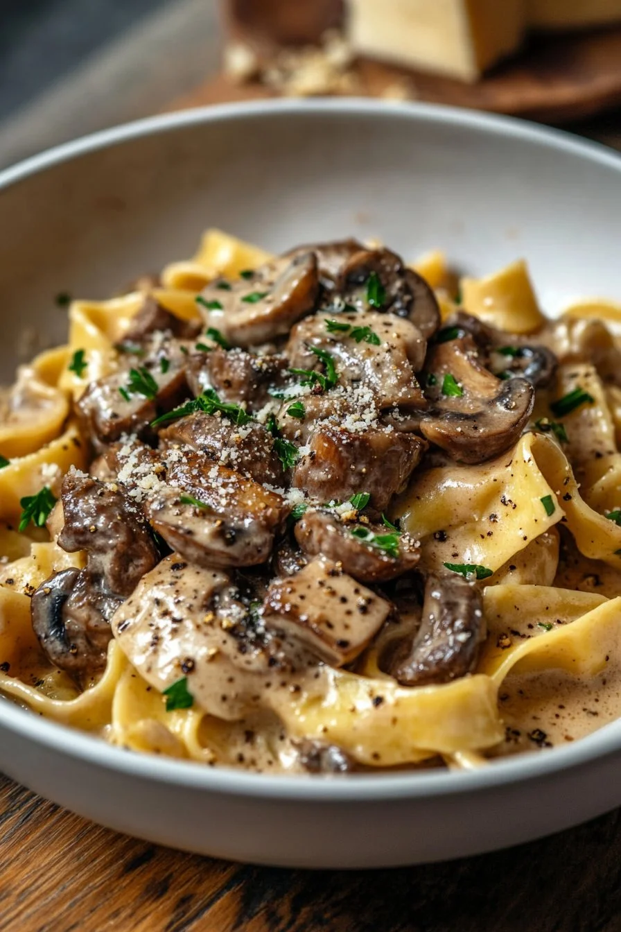 Creamy Mushroom Steak Pappardelle