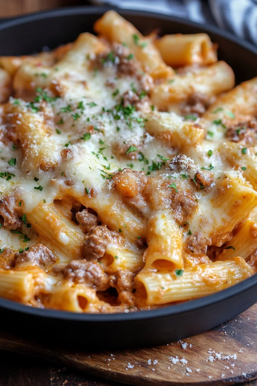 Creamy Parmesan Beef Rigatoni