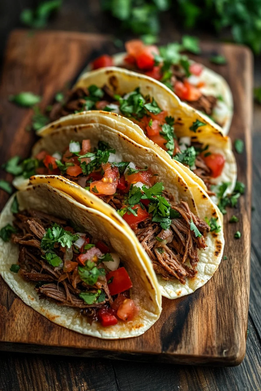 Crock Pot Mexican Shredded Beef Tacos