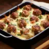 Delicious dump-and-bake meatball casserole ready to be served.