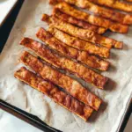 Crispy and delicious easy tofu bacon, a healthy vegetarian alternative