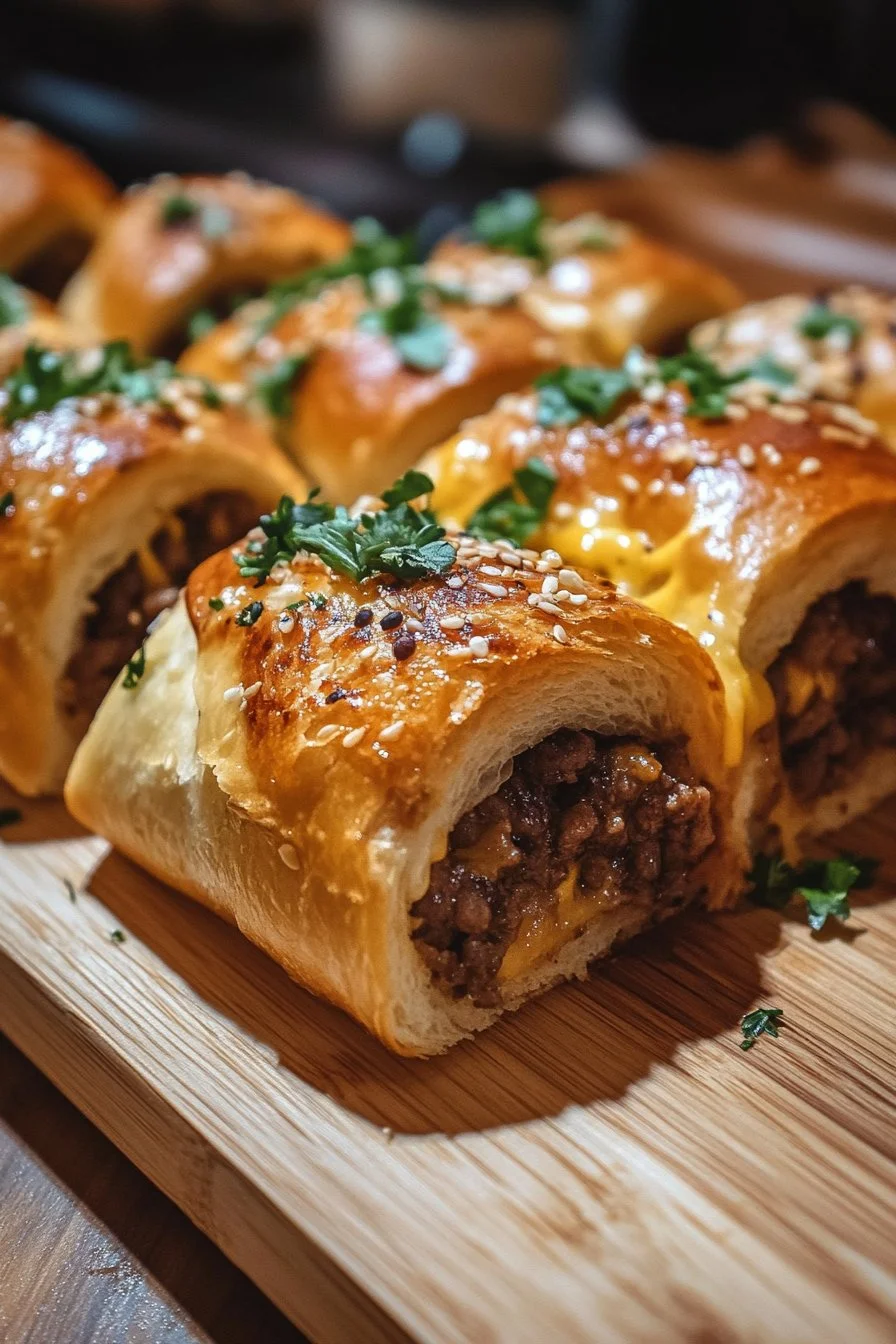 Garlic Butter Beef Cheeseburger Rollups