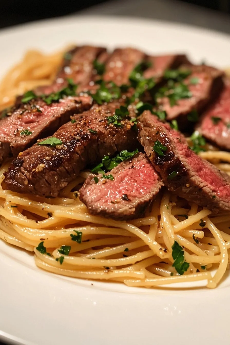 Garlic Butter Steak and Pasta