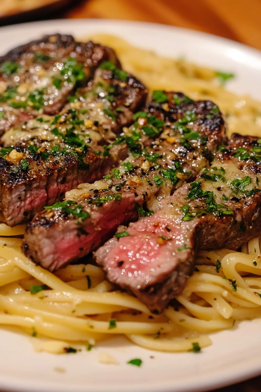 Garlic Butter Steak and Pasta