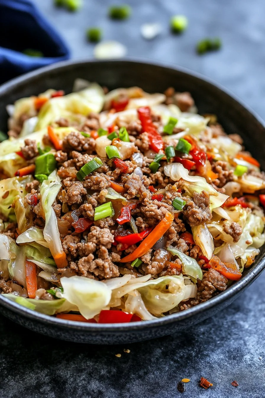 Ground Beef and Cabbage Stir-Fry
