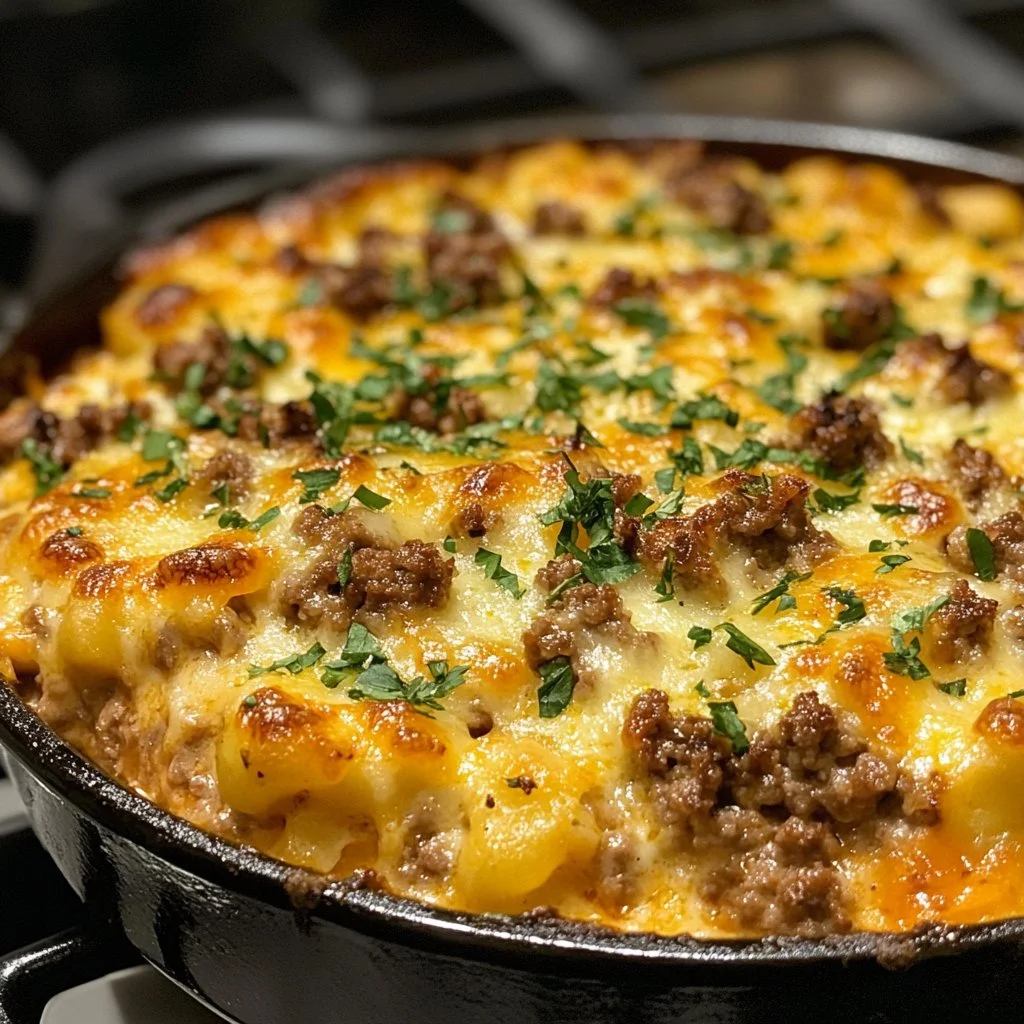 Delicious Hearty Hobo Casserole served in a rustic bowl.