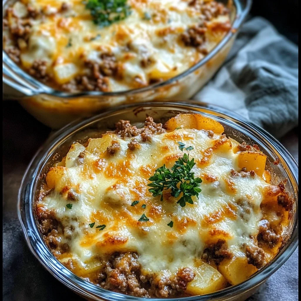 Delicious hobo casserole delight with colorful ingredients in a baking dish