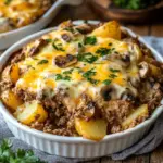Delicious Hobo Casserole made with ground beef and vegetables