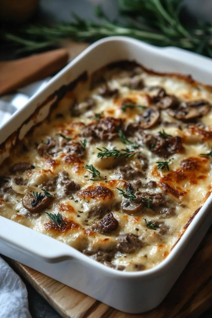 Keto Beef Stroganoff Casserole