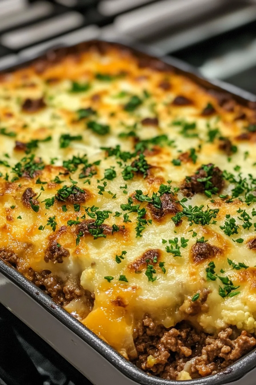 Keto Cheesy Cauliflower and Ground Beef Casserole