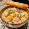 Bowl of Kielbasa Potato Soup with potatoes and sausage