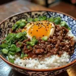 Delicious Korean Ground Beef Bowl with vegetables and rice