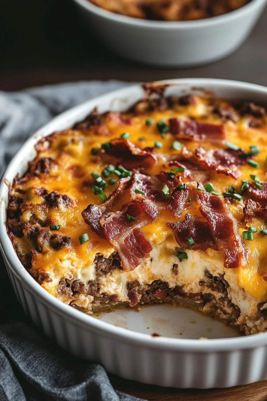 Low-Carb Bacon Cheeseburger Casserole