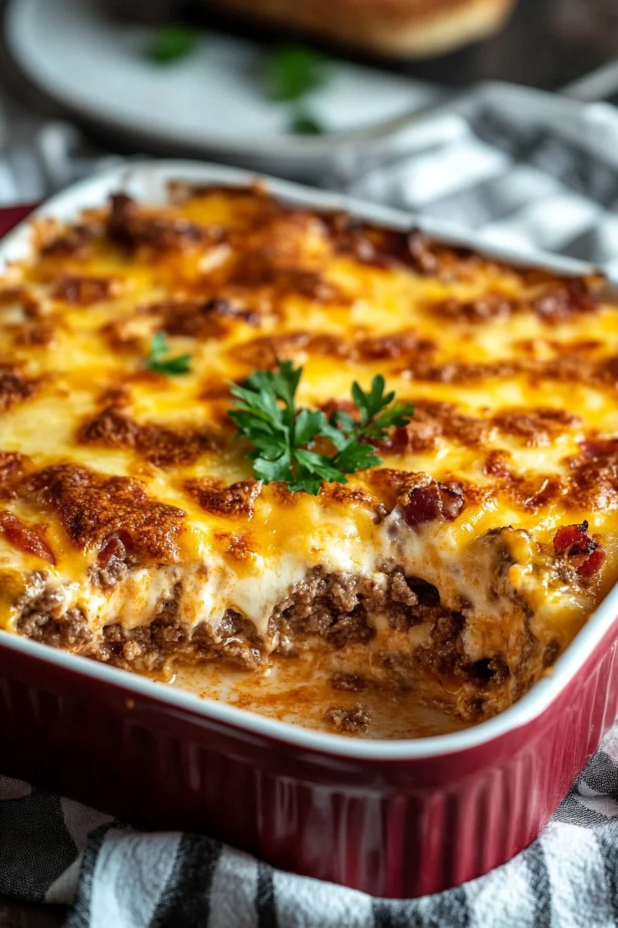 Low Carb Bacon Cheeseburger Casserole