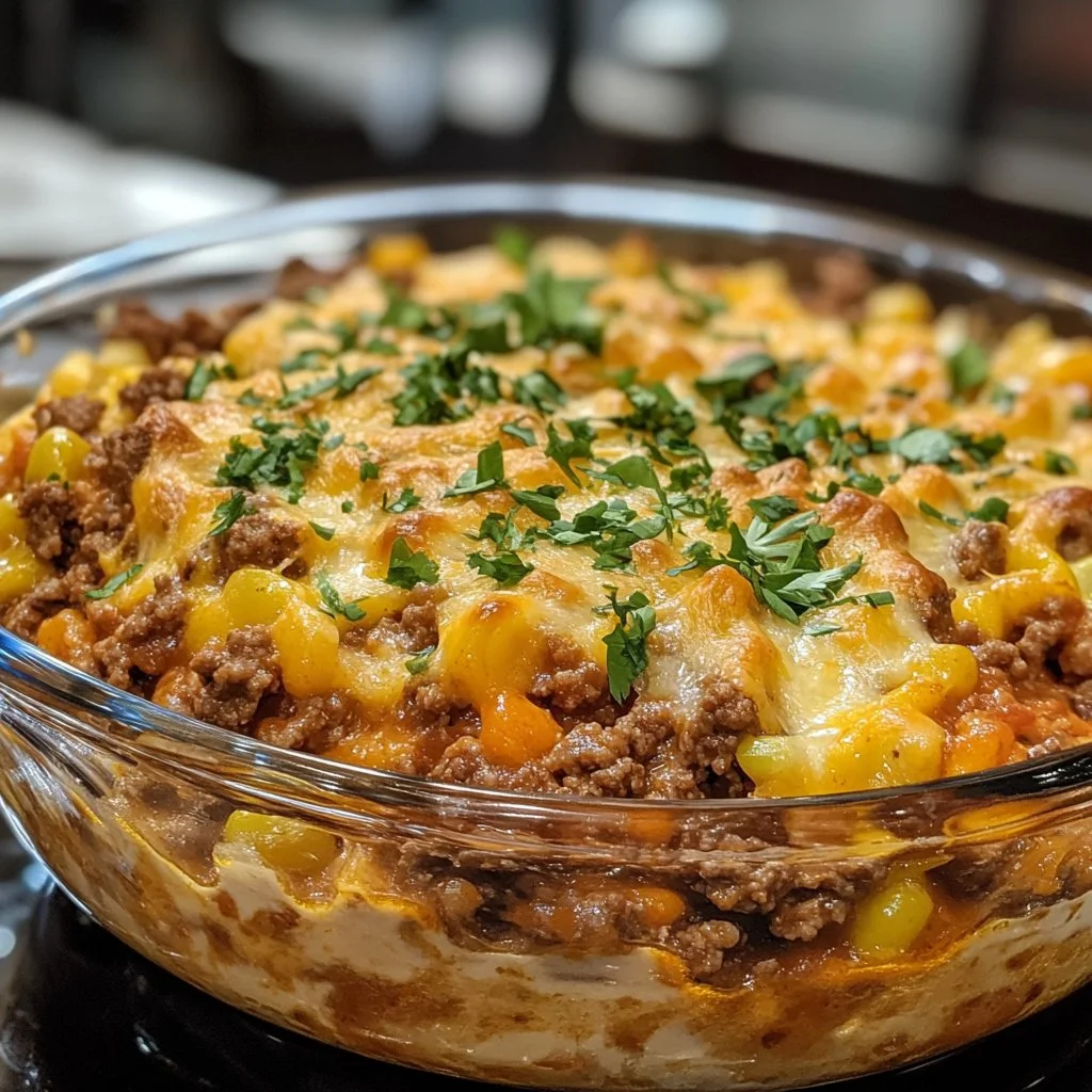 Delicious Mexican Ground Beef Casserole served in a vibrant dish