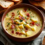 Creamy Outback Steakhouse-inspired potato soup served in a bowl with green onions.