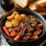 Perfect pot roast served with vegetables on a plate
