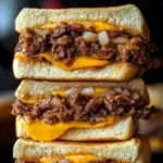Philly Cheesesteak Sloppy Joes served on a plate with toppings