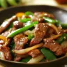 Delicious quick beef stir fry with colorful vegetables and tender beef strips