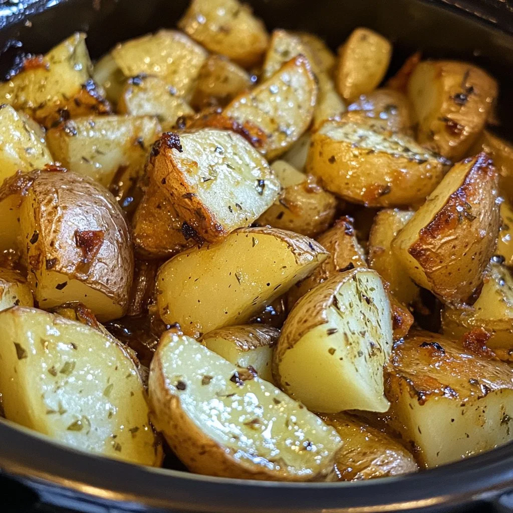 Slow cooker potatoes cooked to perfection in a delicious sauce