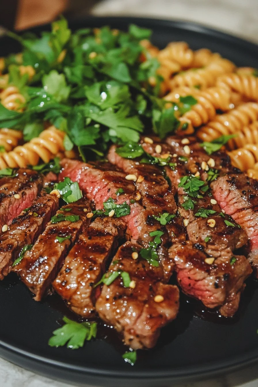 Sticky Honey Garlic Steak and Rotini Recipe