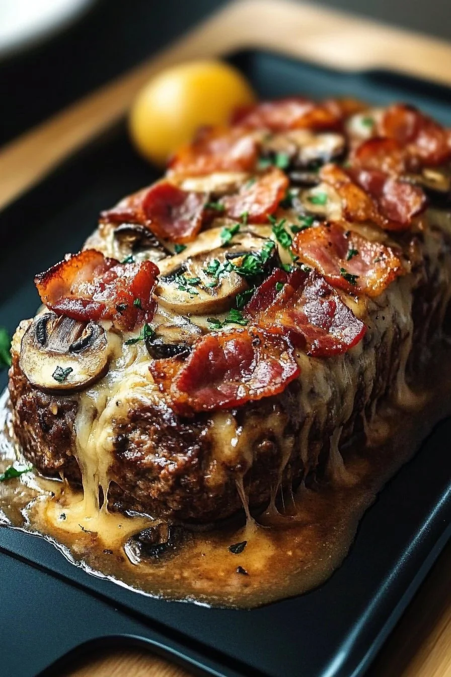Swiss Bacon Mushroom Meatloaf