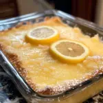 Delicious lemon cream cheese dump cake made with four simple ingredients