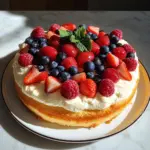 Deliciously moist 4-ingredient Greek Yogurt Cake sliced on a plate