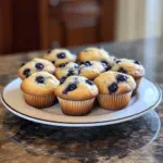 Delicious Greek yogurt blueberry muffins fresh out of the oven.