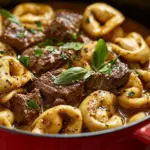 Buttery steak tortellini in slow-cooked Southern garlic cream sauce