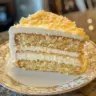 Delicious Italian lemon cream cake from the Cheesecake Factory with citrusy frosting
