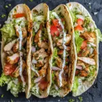 Delicious homemade Chicken Gyros served with fresh toppings and pita bread