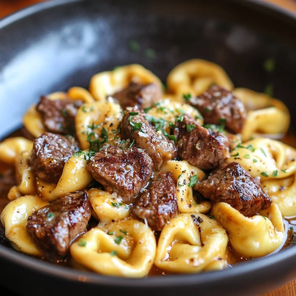 Cracked Garlic Steak Tortellini served in Creamhouse Sauce