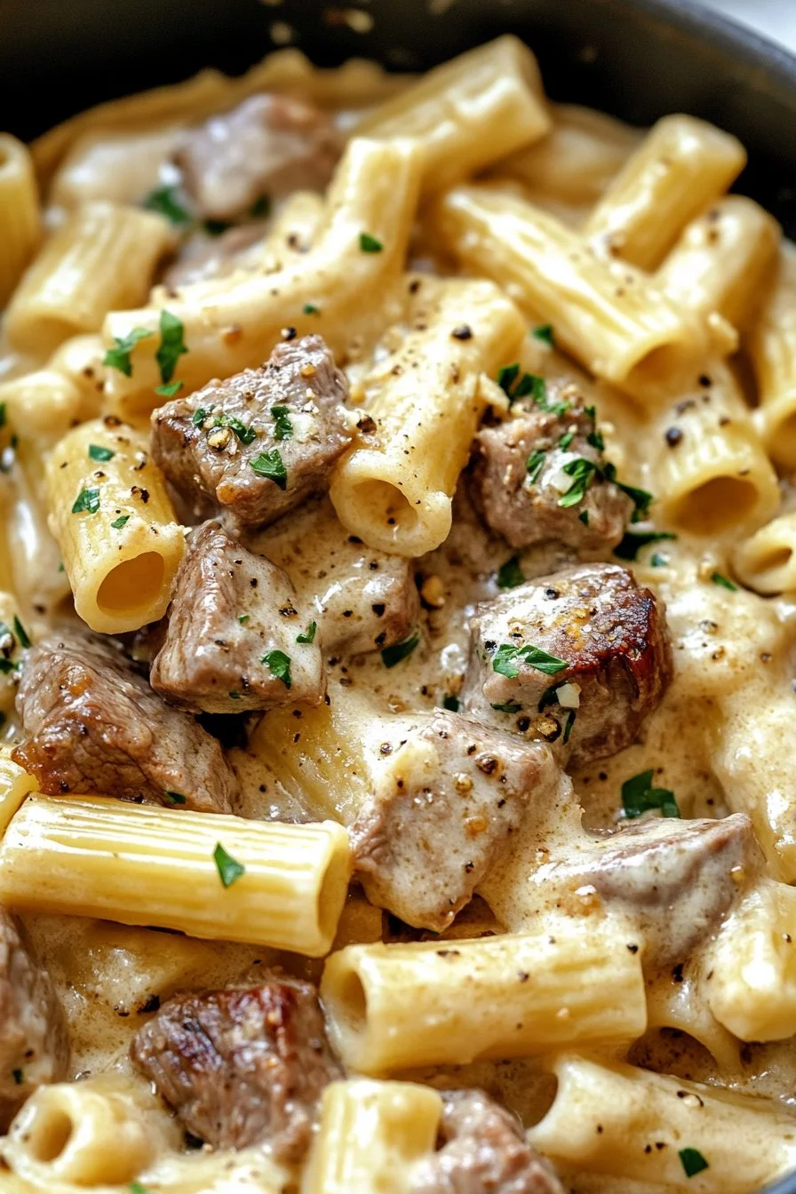 Creamy Garlic Butter Steak Rigatoni