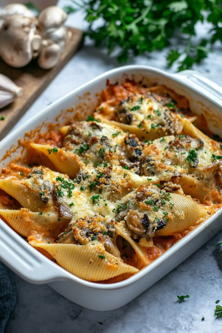 Creamy Garlic Mushroom Stuffed Shells
