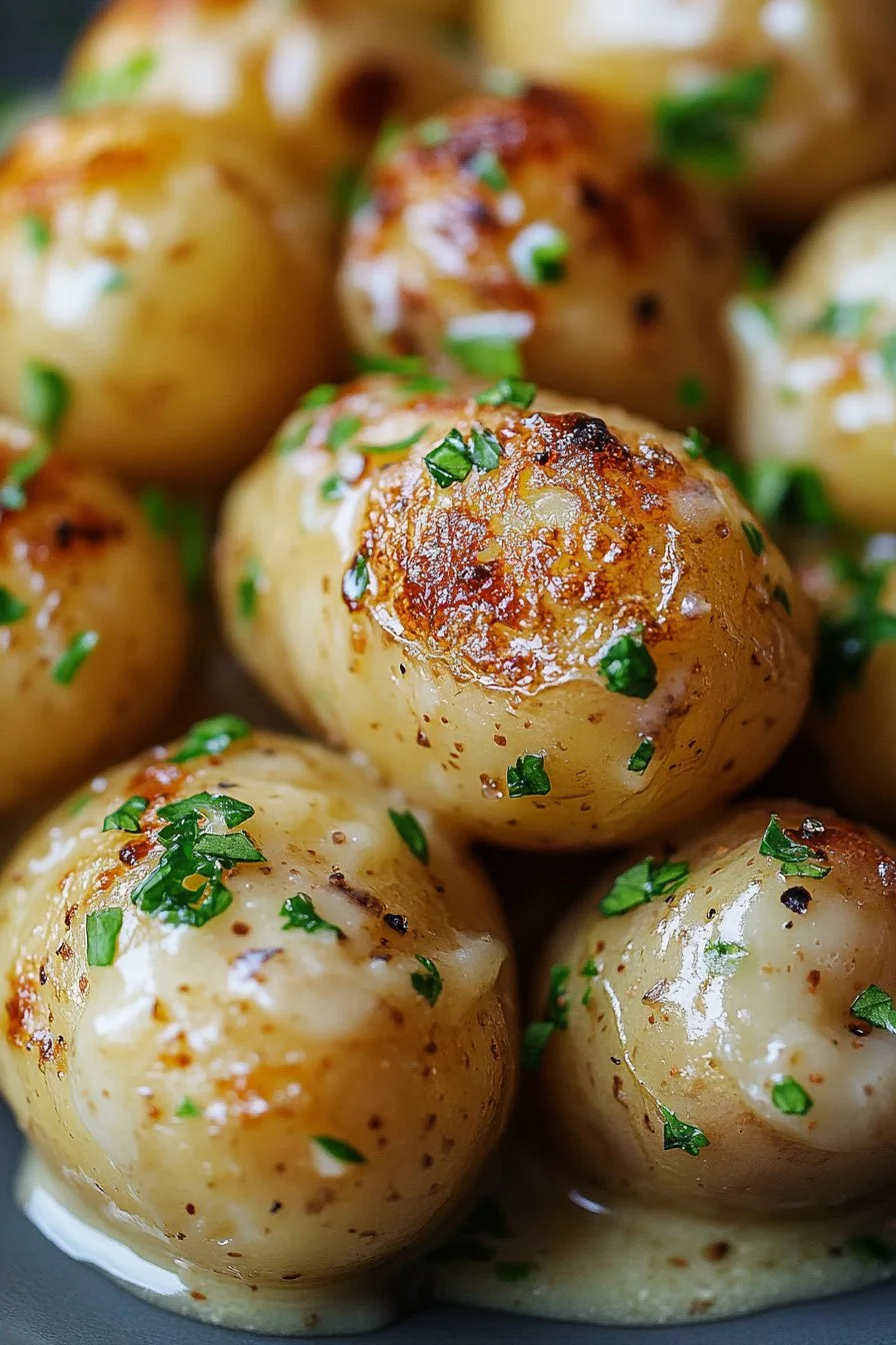 Creamy Garlic Sauce Baby Potatoes