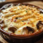 Creamy Russian mushroom julienne served in a bowl, garnished and ready to enjoy.