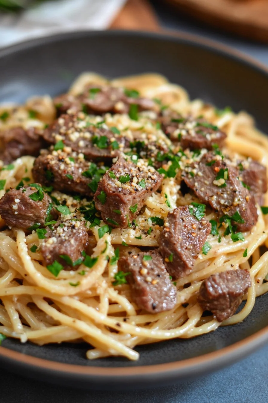 Creamy Steak Pasta Garlic