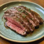 Succulent easy flank steak cooked to perfection on a grill.