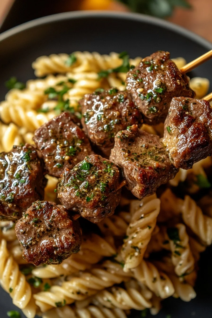 Garlic Herb Butter Steak Bites Pasta