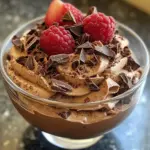 Delicious Greek Yogurt Chocolate Mousse served in a dessert bowl.
